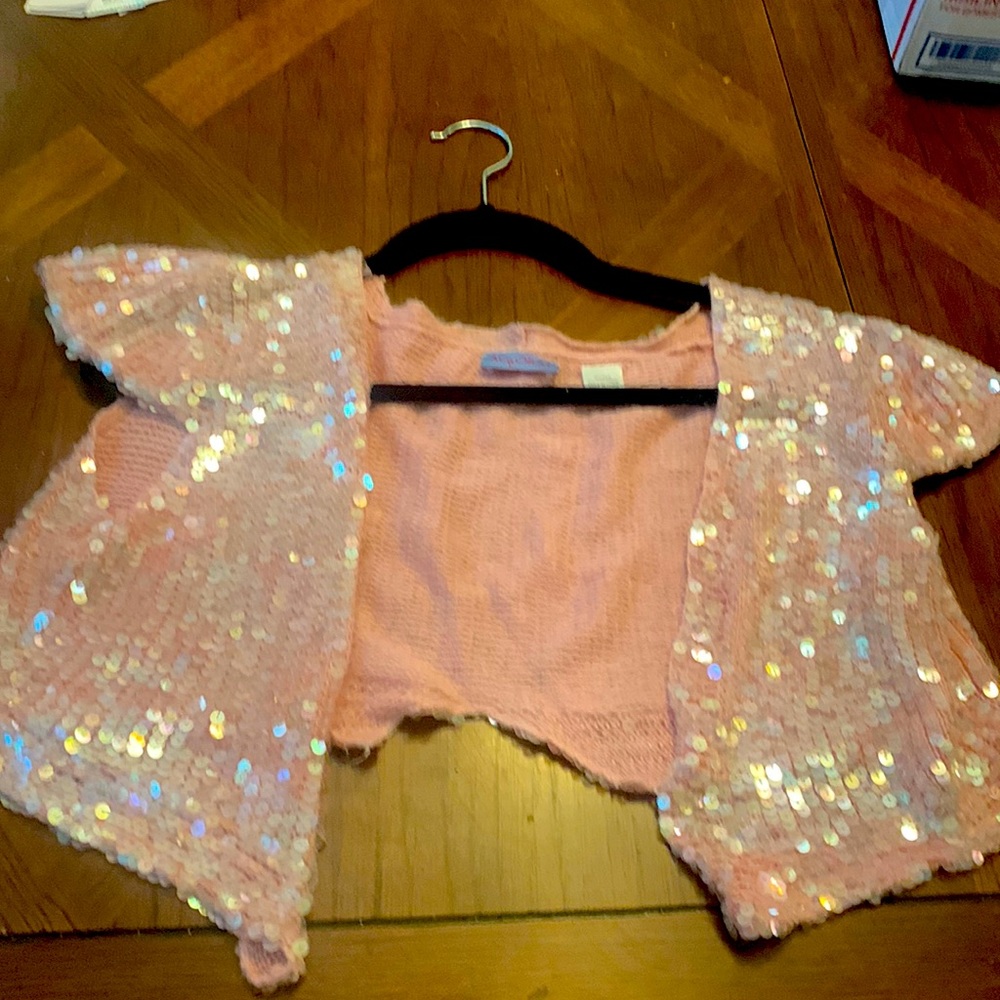 Acrobat Pink cashmere-silk blend Sequined Shrug